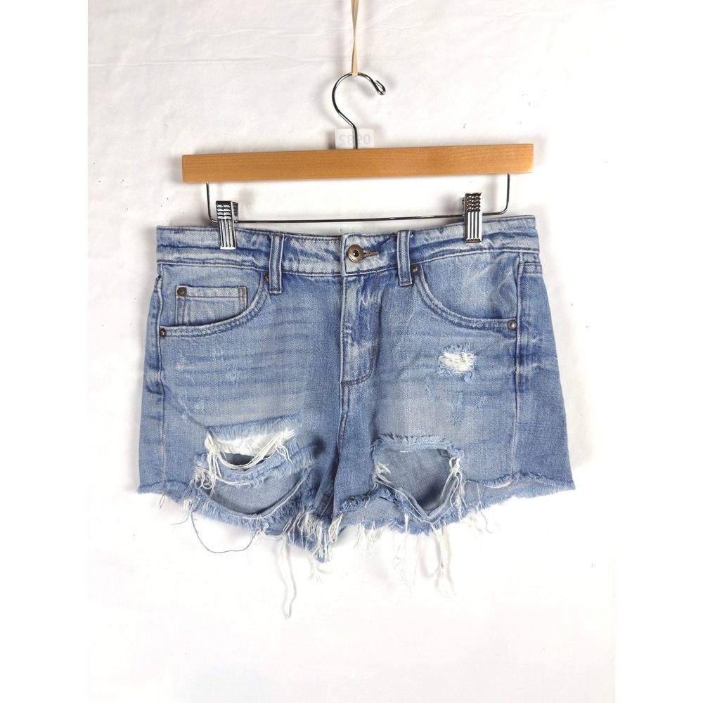 2/$30 Pistola Blue Distressed Frayed Raw Hem Denim Jean Shorts 28 - Picture 1 of 7